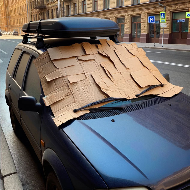 Cardboard windshield cover for snow